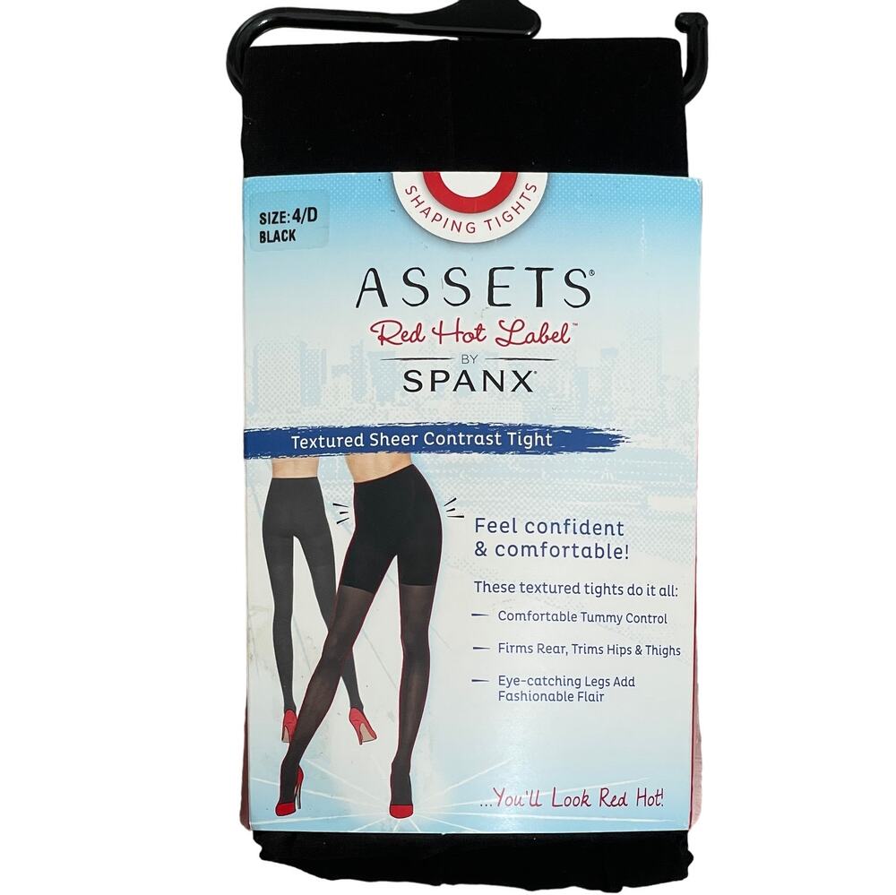 Assets Red Hot Label Textured Sheer Contrast Tights 2559  - Black - Size 4 D